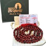 Apnisanskriti Lal Chandan Mala (Red Sandalwood Rosary) for Japa and Men & Women (7-8mm, Large Bead Size, 108+1 Beads, Lab Certified) - Natural Lal/Red Chandan Beads - Pack of 1