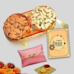 Midiron Raksha Bandhan Gift Hamper for Bhai, Premium Rakhi Box, rakhi gift combo for men, Healthy Nuts, Roli and Akshat–Dry Fruits gifts, Beautiful Golden Bowl rakhi Gift set