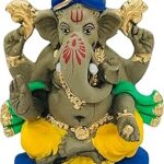 SHOPMEFAST Eco Friendly Biodegradable Ganesha Idol, Mitti Ganpati Statue for Visarjan at Home, Water Soluble Ganesh Clay Idol (Size: 6 Inches., Multicolor)