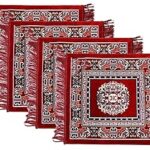 Achleshwar Set of 4 Traditional Asana for Puja - Soft Velvet Aasan for Pooja | Prayer | Sitting | Meditation - Small Carpet Mat Rug for Floor - Maroon Color