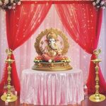 Lazybeee 9pcs Elegant White & Red Sheer Backdrop Net Cloth for a Festive Home Decor Ganpati Pandal Decoration Kit Backdrop for Pooja Decoration Janmashtami Varalakshmi Diwali Decor