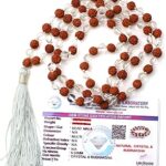 Remedywala Certified Natural Crystal Rudraksha Crystal. mala Natural Crystal Stone 6 mm 108 Beads Jap Mala for Meditation, Pooja, Chanting, Wearing/Rudraksha Crystal. mala 108 Beads Original