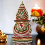 Puja N Pujari Mangal Kalash Lota Coconut Set for Puja (Multicolour)