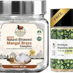 KAMDHENU GAUVEDA Lab Tested Natural Bhimseni Mangal Brass Camphor | 100% Pure Organic Solid Kapoor for Electric Diffuser, Pooja, Havan, Aarti, Aromatherapy | Premium Glass Jar (250gm Pack of 1)