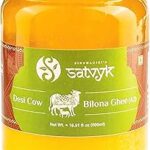 S Siddhagiri's SATVYK THE HEALTH re STORE A2 Desi Cow Ghee (500ml) - Desi Cow Ghee | Whole Curd Bilona Ghee | Glass Jar | Bilona Method | Curd Churned | Bilona Ghee | Grass-Fed Cow Ghee | Pure, Natural & Healthy Cow Ghee