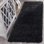 LUXE ZONE Polyester Fluffy Fur Rug Shaggy Modern Carpet for (Thickness - 2 Inch) for Living Room, Bedroom, Guest Room, Kids Room Pooja Room Carpet, (2x5 Feet, Black)
