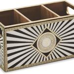Attro Spiral Black Designer Wooden 3 Compartments Cutlery Holder, Organizer Stand, Multipurpose Stand, Spoon Holder Handcrafted Wooden Décor