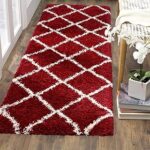 LUXE ZONE Anti Slip Material Polyester Soft Touch Shaggy Carpet for Bedroom, Guest Room, Drawing Room, Kids Room, Living Room, Kitchen,Pooja Room Carpet (Size - 2x5 Feet, Colour - Red Box)