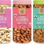 41 FOODS Premium Dry Fruits & Nuts Combo of Healthy Snack Fresh Cashews Almonds Raisins | Nutritious Delicious Crunchy Badam Kaju Kishmish (200Gm X 3) 600GM