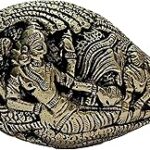 athizay Brass Shankh Antique Gold Metal Vishnu Laxmi Darbar Engraved for Puja Temple Decor Antique Finish Conch Metal Shankha (15 x 7 x 7 CM)