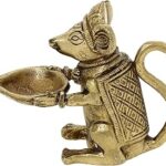GURU JEE™ Brass Mouse Oil Wicks Ghee Lamp (Gold)