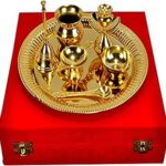 AC ANAND CRAFTS Brass Pooja Thali Plate with Bell (Gold_10.4 Inch X 10.4 Inch X 2.7 Inch)