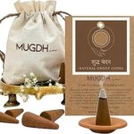 Mugdh Natural Incense Cones – Chandan | Bambooless, Low Smoke, Charcoal Free Dhoop Cones | 80 Sandalwood dhoop batti | Free Cotton Potli & Dhoop Stand | Home Fragrance, Pooja & Meditation