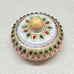 SEVLIYA TRADERS Marble Sindoor Dani, Sindoor Box, Kumkum Box (7.5Cm X7.5 Cm X 5 Cm) (Red,Round)