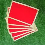 Pack of 4 Red Velvet Puja Aasan Size (9 * 13 inch) | Cloth for Mandir Prayer Mat Cloth for God Velvet, Temple & Pooja Room Decoration | Home Decorative Purpose Asan