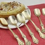 Brass Traditional Design Ice Cream, Dessert Spoons, Set of 6, for Home and Restaurant, 14 cm