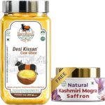 KAMDHENU GAUVEDA | Desi Kissan certified A2 Cow Ghee | Churned From Vedic Traditional Bilona Method | Natural & Pure | Rich in Nutrients | Ideal for Cooking and Making Sweet | Grassfed, Pure, Healthy, Ayurveda & Daily Use A2 Cow Ghee Pack In Premium Square Glass Bottle 1.49 Kilograms With Stainless Steel Cap Plus Extra Safety Cap (1 Ltr, Pack Of 1 Nos)