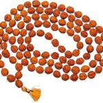 MEZING Rudraksha Mala 108 Natural Rudraksha Beads Mala with Gomukhi Japa Bag for Meditation, Mantra Japa for Men & Women