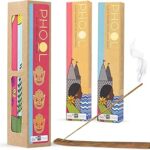 PHOOL LUXURY INCENSE Good Vibes Pack Of 2 Natural Agarbatti For Pooja - Indian Rose & White Cedar | Free Wooden Stand Sulpher & Charcoal Free | 100% Organic Incense Sticks