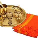 Spillbox Traditional Handcrafted Brass Puja | Pooja Thali | Arati | Arathi | Arthi | Arti | Arathi | Bartan Thambulam Plateset for Several Occasions- Ring Plate Puja Set with puja Cloth