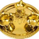 Spillbox Traditional Handcrafted Ganesha Brass Puja|Pooja Thali|Arati|Arathi|Arthi|Arti|Arathi| Haldi Kumkum| Prasad, Festival Pooja| Bartan Thambulam Plate 2bowls 1 Diya (Medium)
