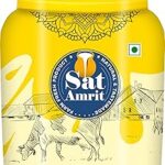 Sat Amrit Desi Cow Ghee | Indian Cow Ghee | Pure, Natural & Healthy | Pure Brijwasi Ghee | Vedic Bilona Two Way Hand Churned, 500 ml Mason Jar
