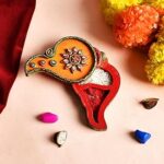 emboss culture shell shape wooden chopra for tilak roli akshat chandan haldi for pooja bhai dooj rakhi rakshabandhan pack of 1