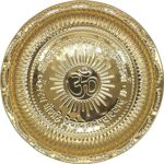 Brass Pooja Traditional God Aarti Puja Decorative Plate with OM Symbol and Gayatri Mantra Brass Naksi Plate Size -8 Home and Puja Purpose(Especially Hindu Traditional Occasions)