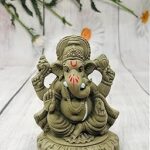 SHOPMEFAST Clay Ganesh Idol, 5 Inches. Height, Handcrafted Traditional Kachi Mitti Ganpati Statue for Visarjan, Water Soluble Clay Idol for Ganesha Chaturthi (Grey)