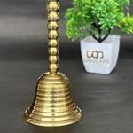 Salvus App SOLUTIONS Brass Pooja Bell with Melodious Sound | Mandir Ghanti for Home & Temple | Puja Bell for Aarti & Worship (2.5X4.5 Inches, Golden)