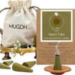 Mugdh Natural Mosquito Repellent Agarbatti – Neem Tulsi | Bambooless, Low Smoke, Charcoal Free Dhoop Cones | 80 Organic dhoop batti | Free Cotton Potli & Dhoop Stand