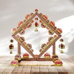 Shree Space ( LS ) Lotus Sinhasan | 3D Paper Makhar | Mandap / Chauki for Ganpati, Diwali & Festivals | Foldable Temple Decoration Kit for Ganesha Idol up to 12"to 24” inches