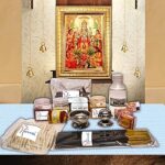 Hawai Daily Pooja Samagri Set/Kit of 12 Items with Engineered Wood Wall Hanging Shree Satyanarayana Vishnu Photo Frame 8.5x7 inch SFDI466GLDFRM