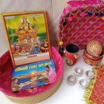 Chhath Puja Samagri Kit | छठ पूजा सामग्री (9 Items) | Chhath Puja Combo Set with Pink Soop
