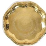 The Spiritual Living Brass Traditional Handcrafted Flower Engraved Design Pital Aarti Pooja Thali for Puja - Size 8 Inch