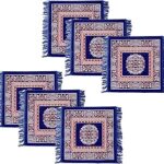 Kuber Industries Pack of 6 Velvet Prayer Rectangular Mat|Square Shape & Soft Velvet Material|Meditation Mat|Multipurpose Velvet Rug Mat|Size 60 X 60 Cm|(Royal Blue)
