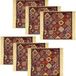 Kuber Industries Pack of 6 Prayer Mat | Velvet Aasan Mat | Meditation Prayer Carpet Mat | Pooja Aasan Mat | Rangoli Square Prayer Mat | Traditional Prayer Mat | Small | Multicolor
