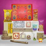 STUTI Rakhi Gift for Brother-13 Inclusions combo of Handmade Rakhi, Agarbatti, Dhoop Cone, Chocolate Mukhwas, Personalized Greeting Card -Roli & Chawal - Shagun Hamper | Rakhi Combo Gift Box