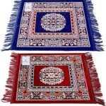 Kuber Industries 2 Pieces Velvet Prayer Mat/Aasan/Pooja Mat/Meditation Mat/Multipurpose Velvet Rug Mat 2 Ft X 2 Ft (Sky Blue & Maroon) CTKTC33948